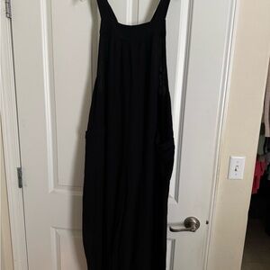 Black gauze material jumpsuit